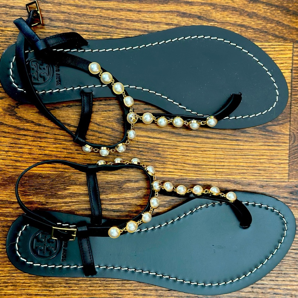 Tory Burch Black with Pearls size 8